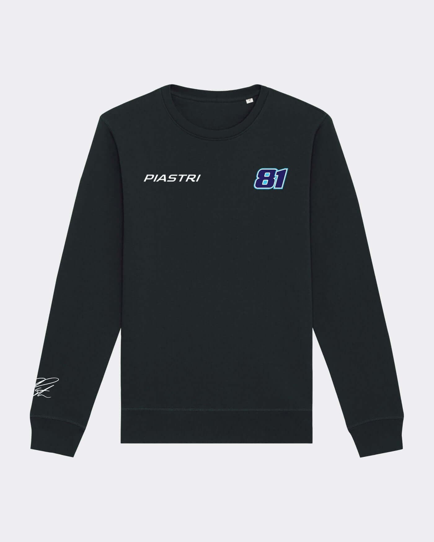 Piastri 81 Sweater - Black featuring stylish design and Oscar Piastri's race number for fans.