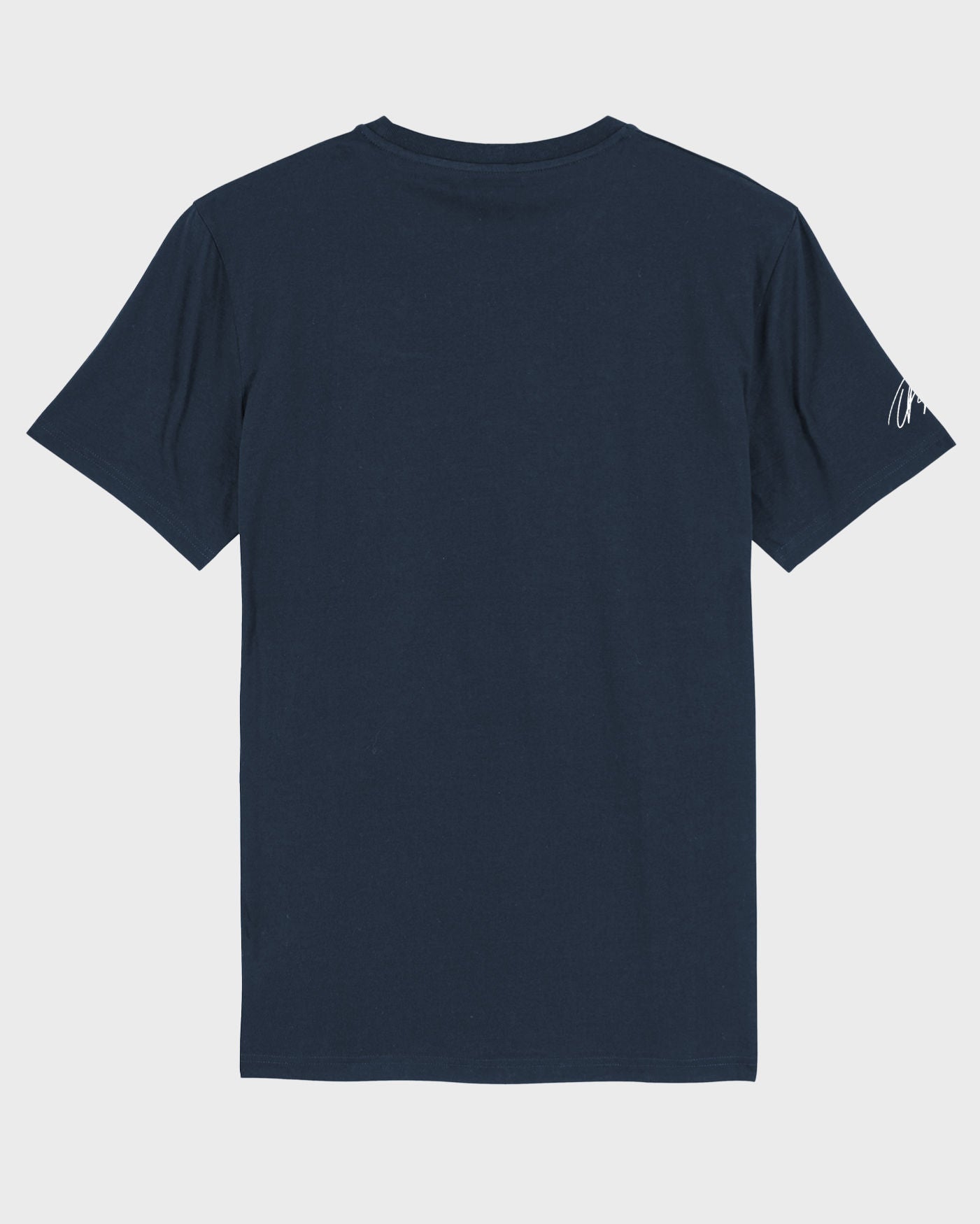 Back view of the Piastri 81 T-Shirt in navy blue featuring premium quality material and hemmed set-in sleeves.