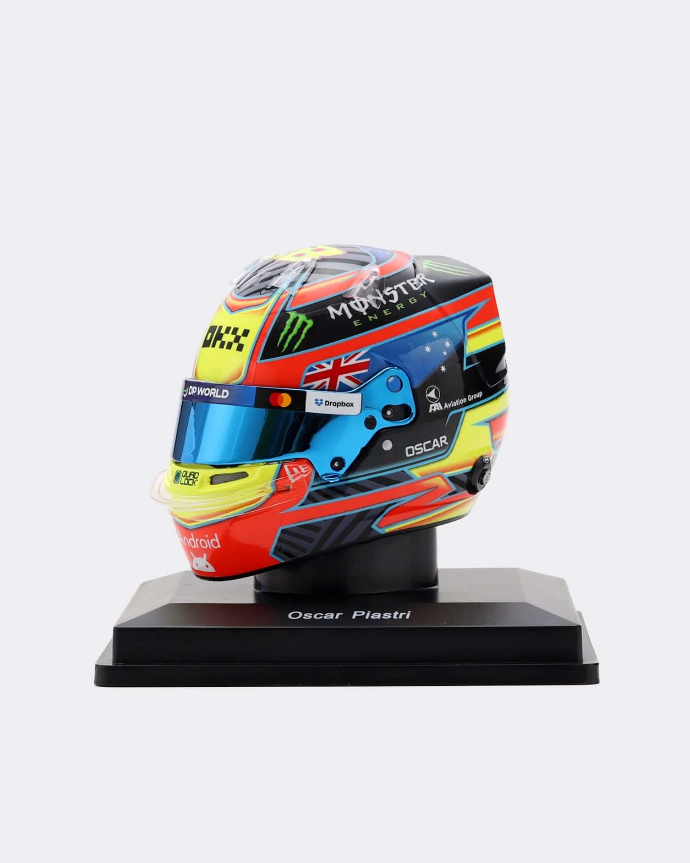 1:5 scale 2025 Season Helmet - Oscar Piastri replica featuring vibrant design and racing details.