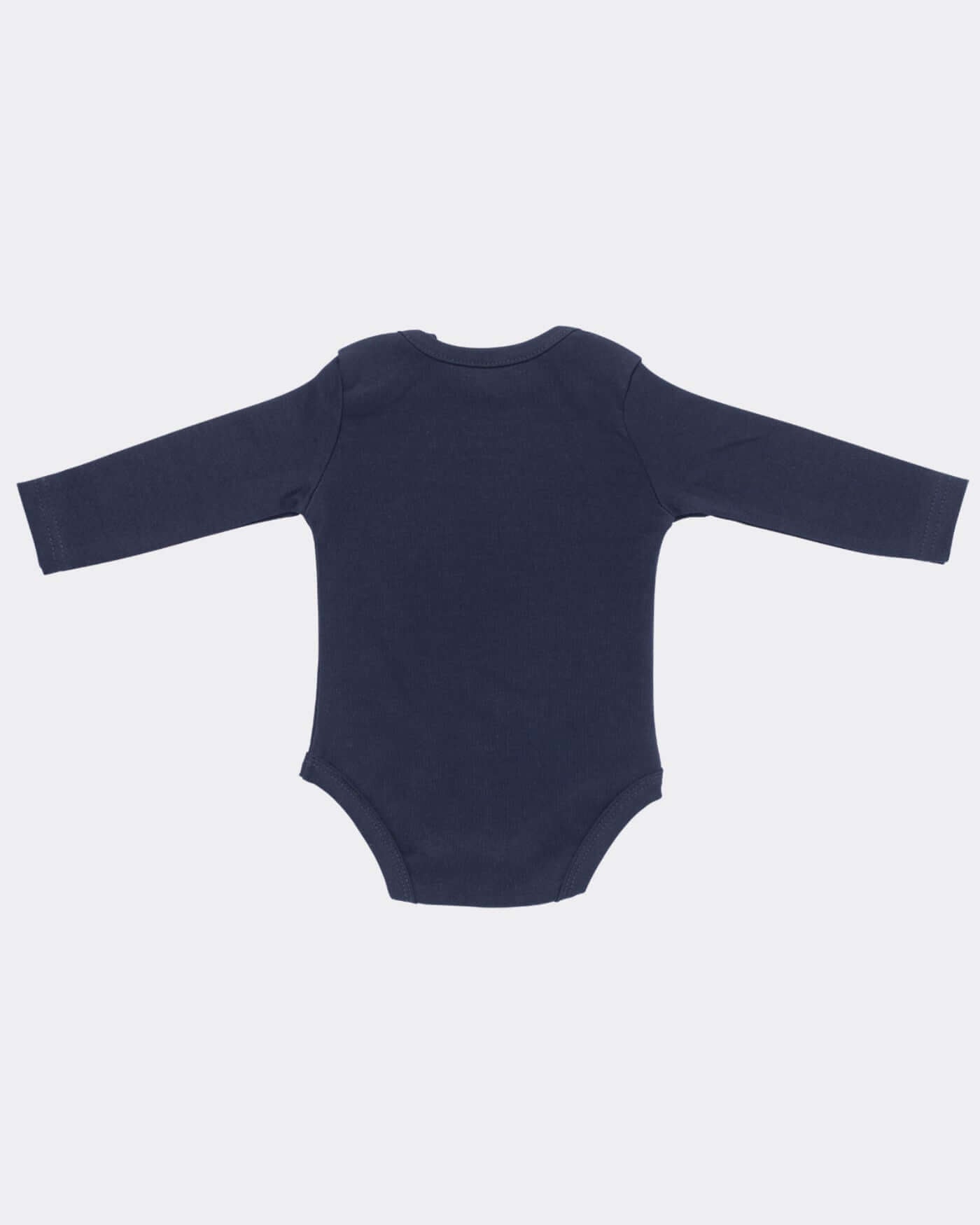 Back view of Signature Baby Body in navy, crafted from soft cotton, perfect for babies 0-18 months.