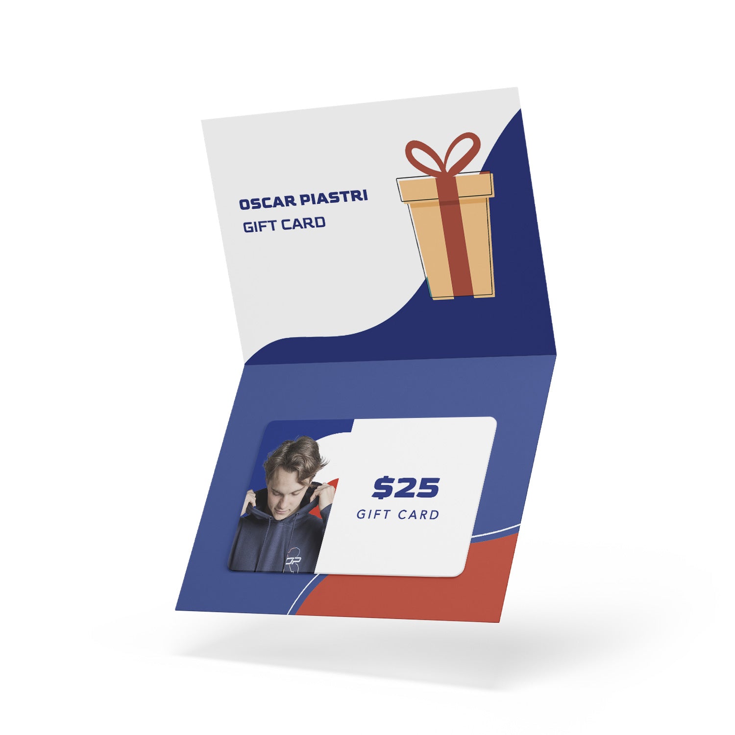 Oscar Piastri Store $25 Gift Card with Redemption Instructions and Image of Oscar