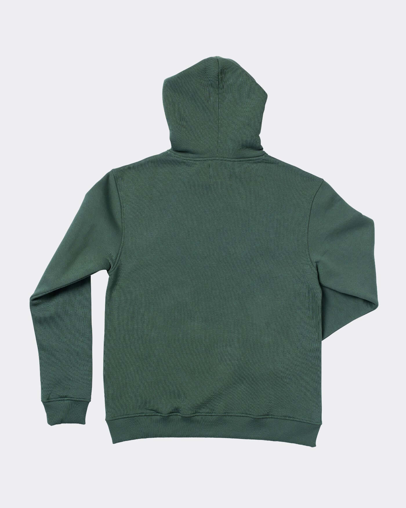 Back view of the green Home Race Hoodie, showcasing its cozy design and hood.