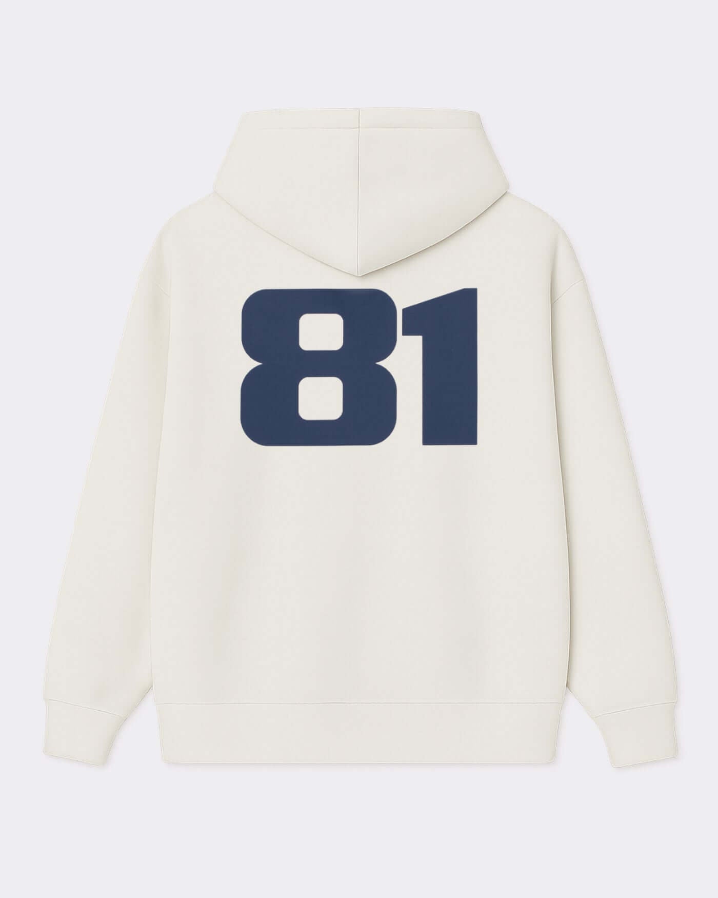 Signature Oversized Hoodie - Off White featuring large navy 81 logo on the back.