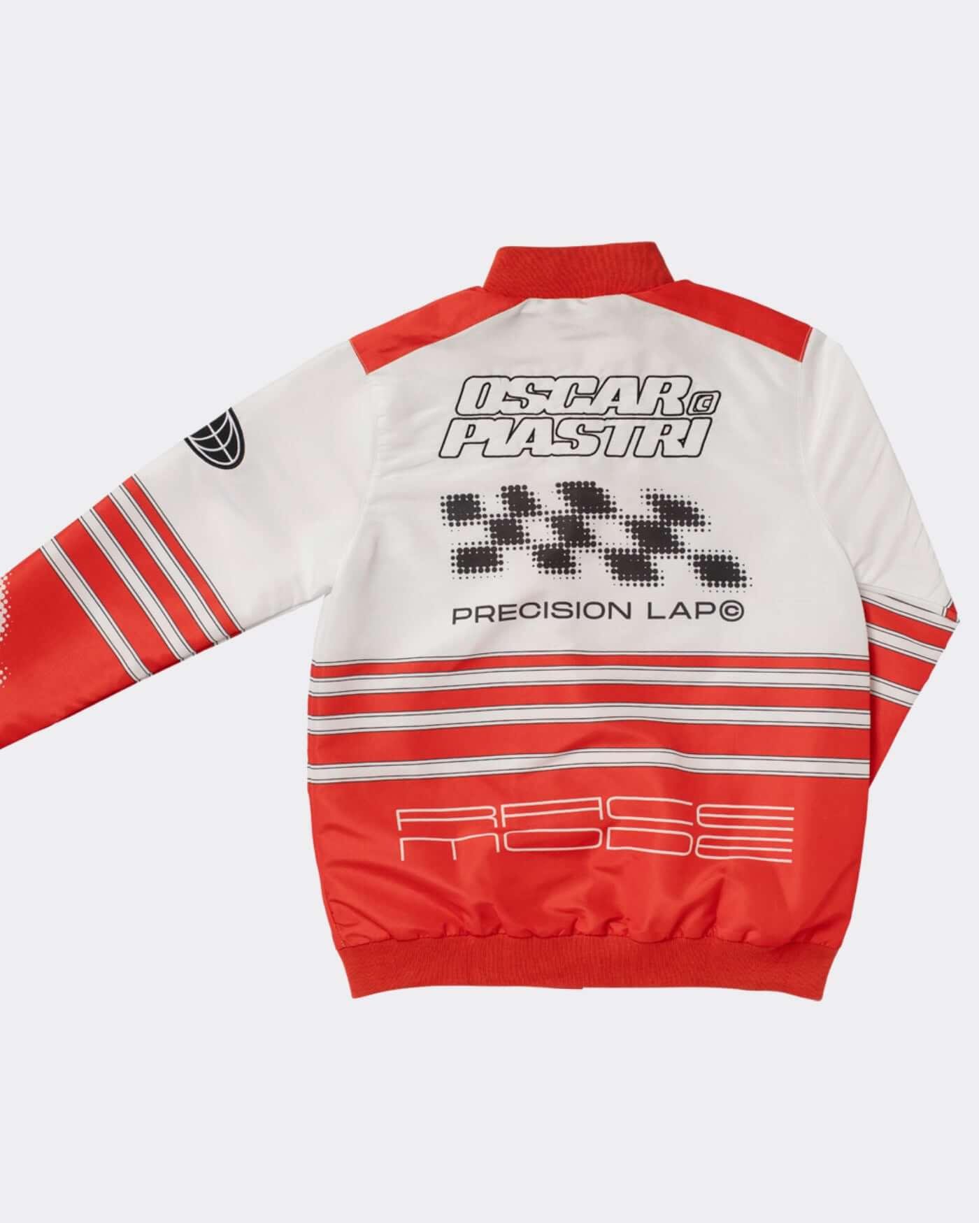 Back view of the Origins Race Jacket featuring bold panelling and retro motorsport details.