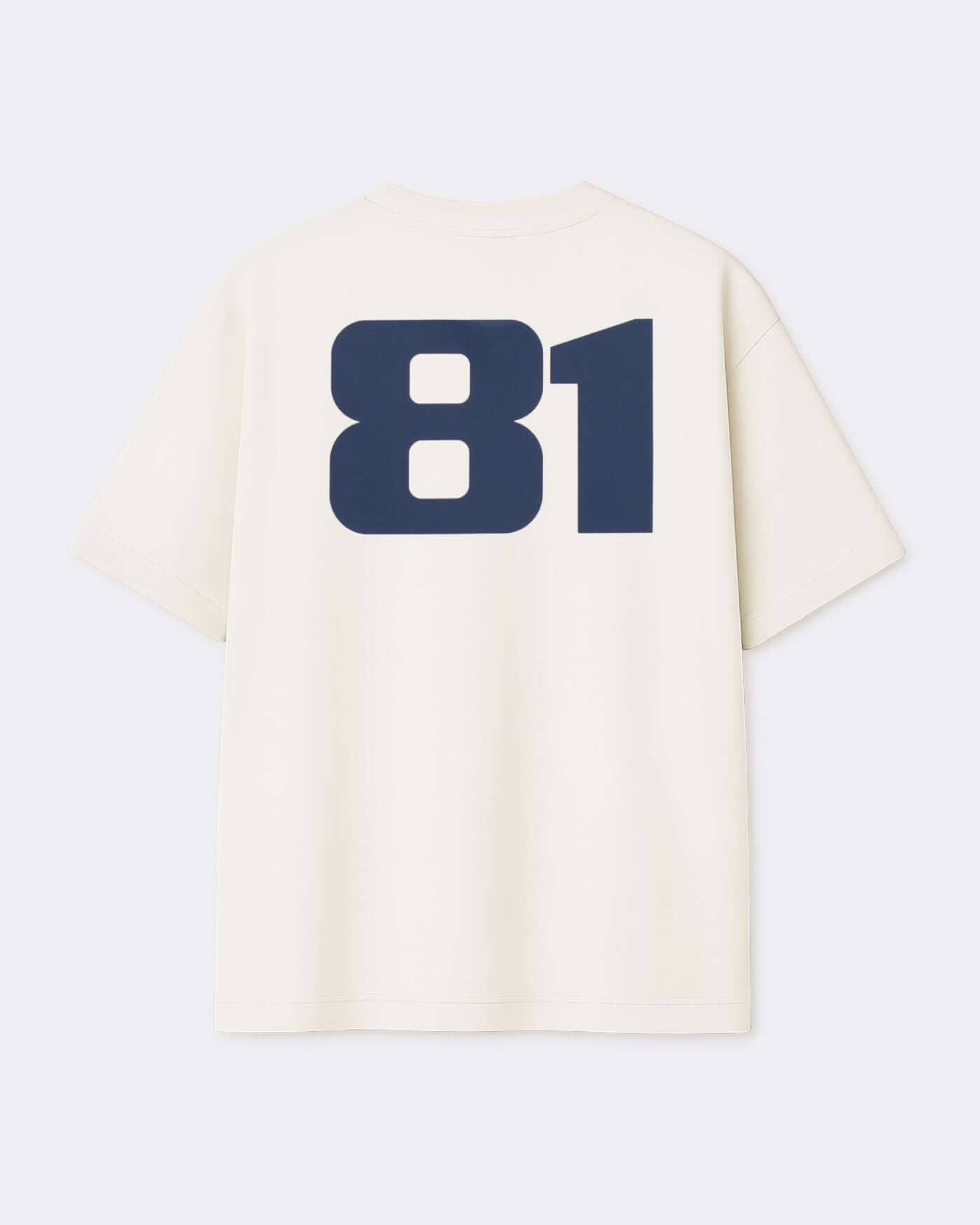 Signature Oversized T-Shirt - Off White showcasing bold 81 logo on the back in navy color.