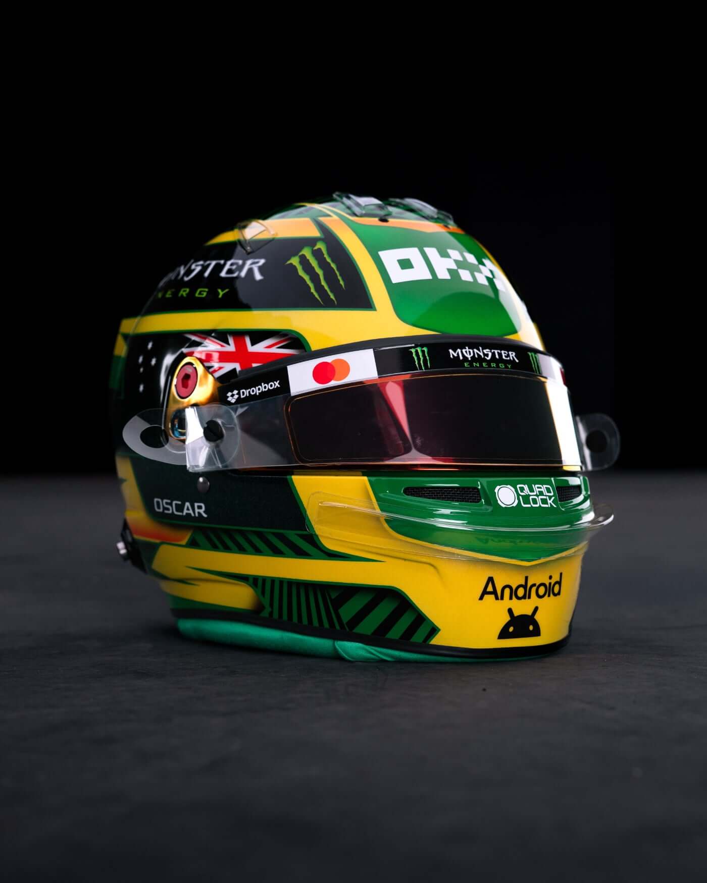 1:2 scale 2026 Australia Helmet - Oscar Piastri showcasing vibrant Australian colors and unique designs.