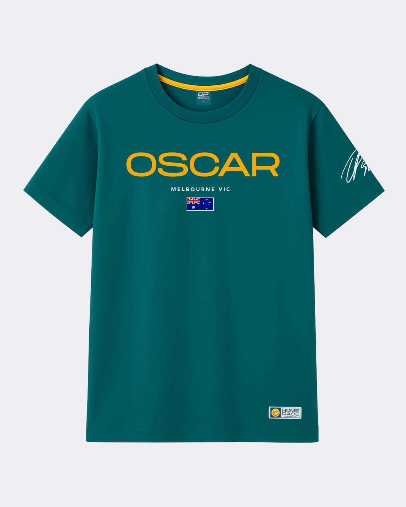 Grandstand '26 T-Shirt - Green featuring Oscar Piastri design, vibrant graphics, and comfortable cotton fabric.