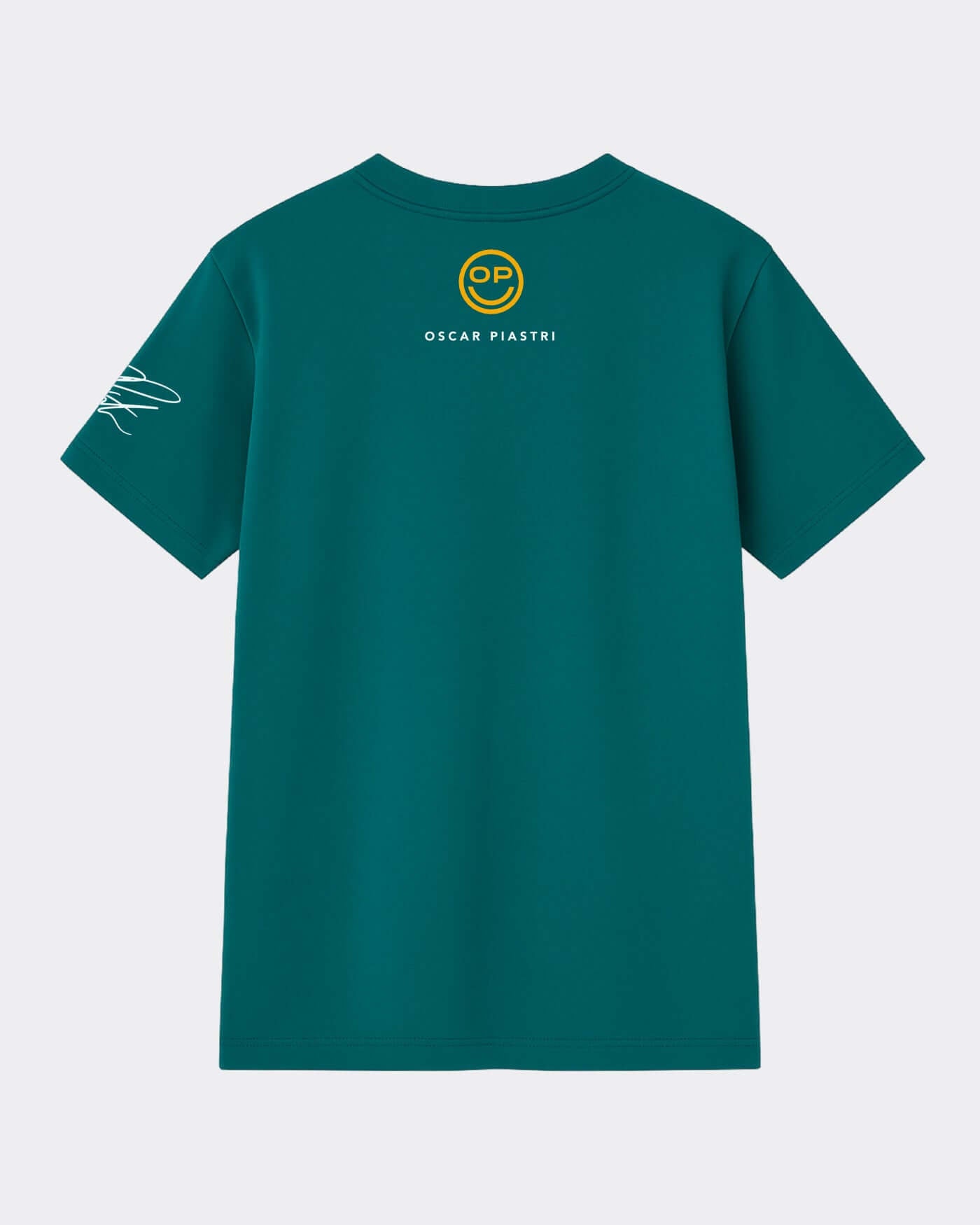 Grandstand '26 T-Shirt - Green back view featuring Oscar Piastri logo and design details.