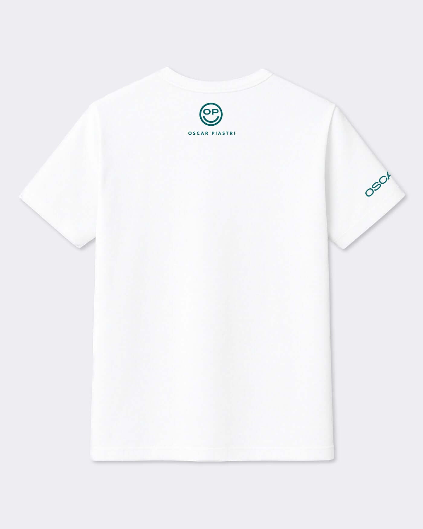 Home Race '26 T-Shirt - White featuring OP icon and Oscar Piastri branding on the back.
