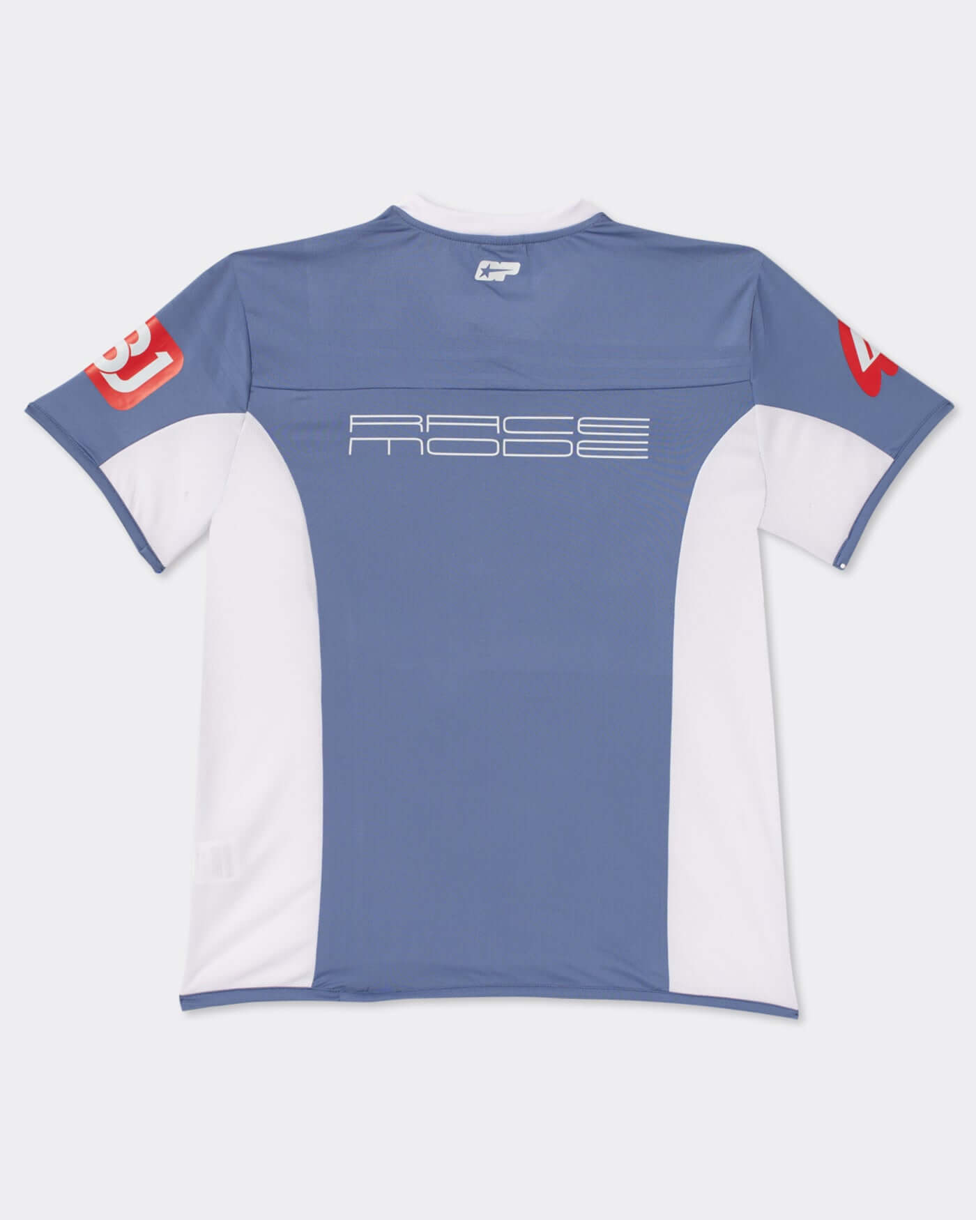 Back view of the Origins Jersey showcasing ribbed collar and motorsport style design.