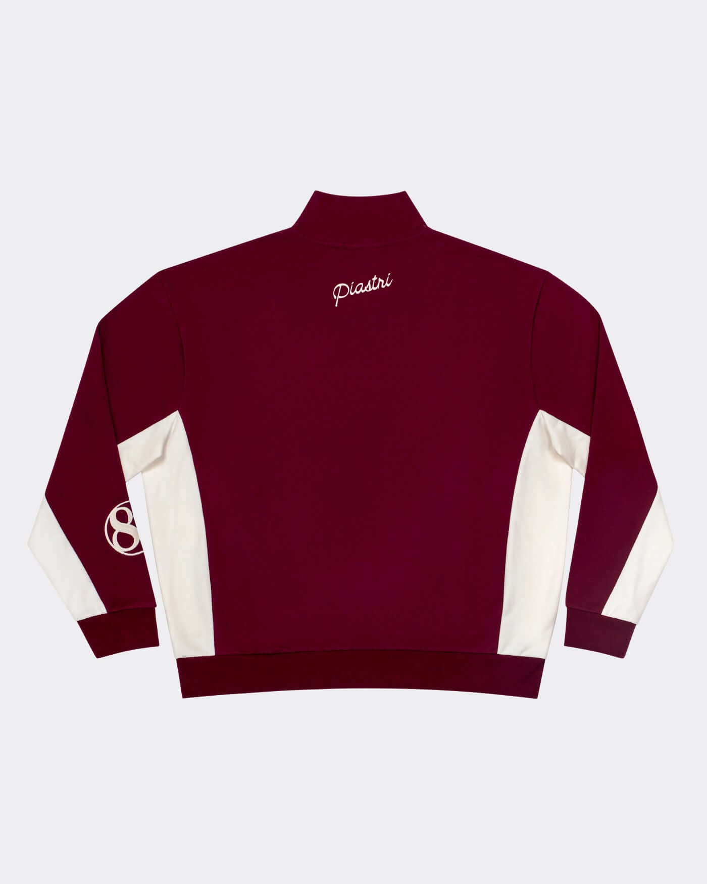 World Circuit Quarter Zip - Burgundy back view featuring embroidered Piastri signature and contrast side panels.