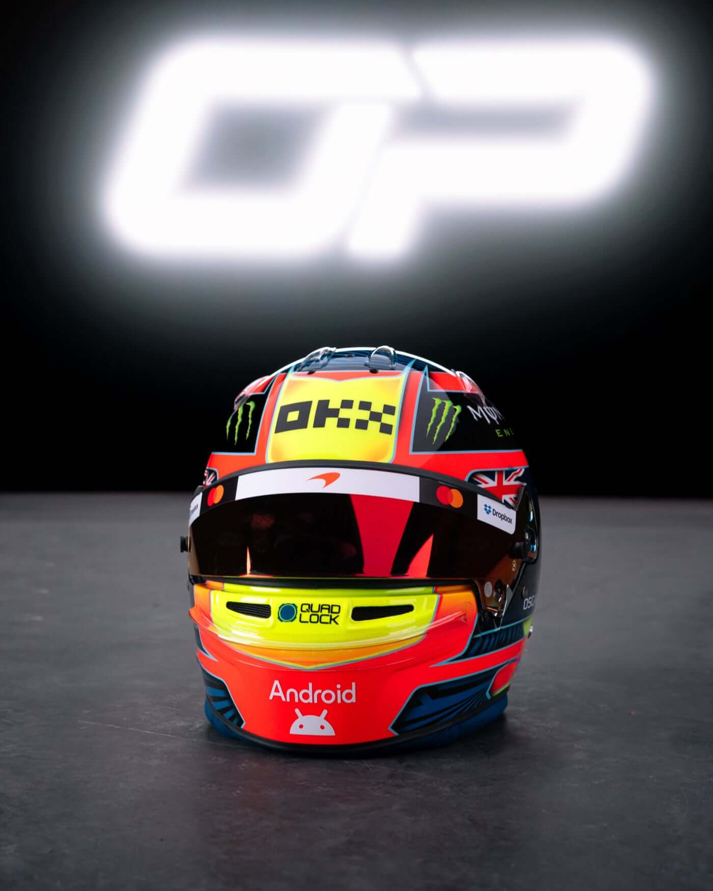 1:2 scale 2026 Season Helmet - Oscar Piastri in striking colors with logo and number on display.